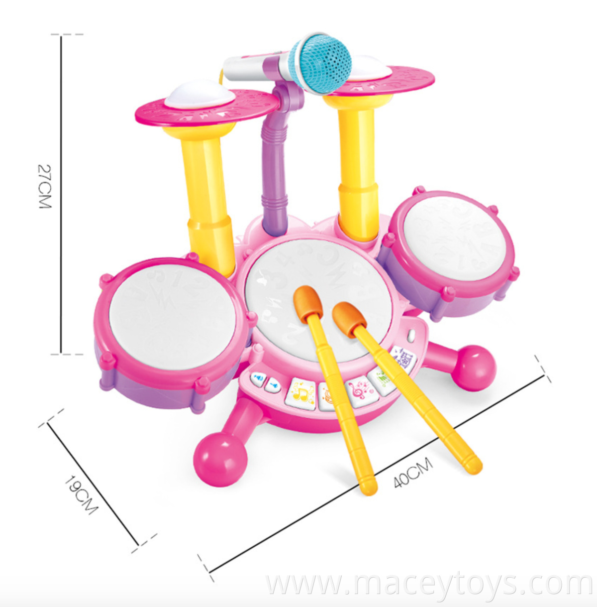 Kids Jazz Drum Toy Set Musical Instrument Toy Multifunctional Keyboard Drum With Microphone Music Toy With Sound